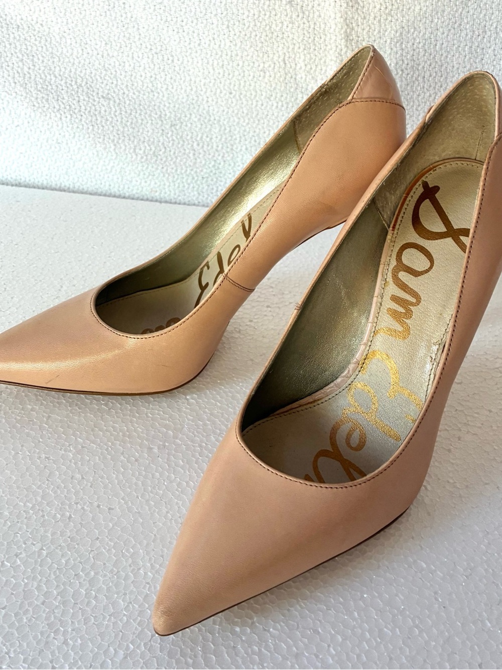 Sam Edelman Blush Leather Pointed-Toe Heels